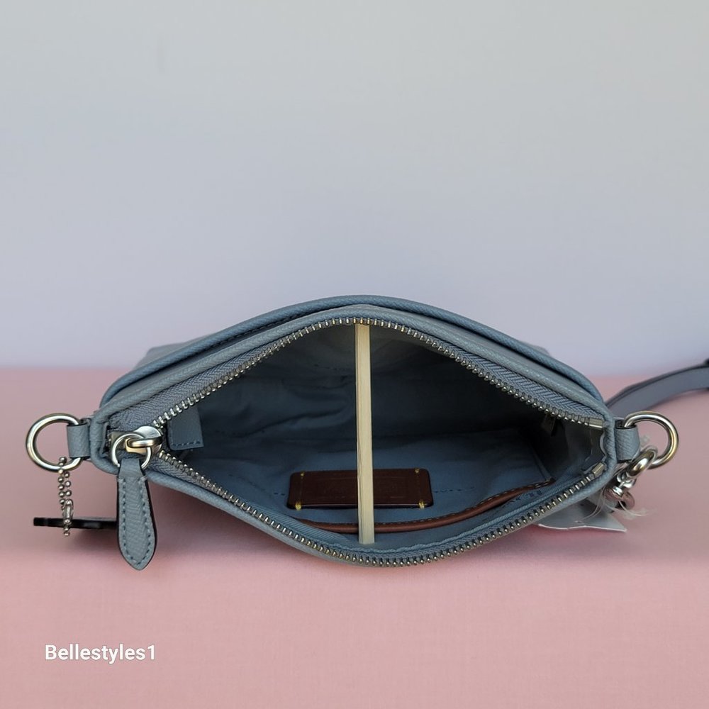 COACH Kitt Crossgrain Leather Messenger Crossbody- Grey Blue color ⭐ - Picture 13 of 16